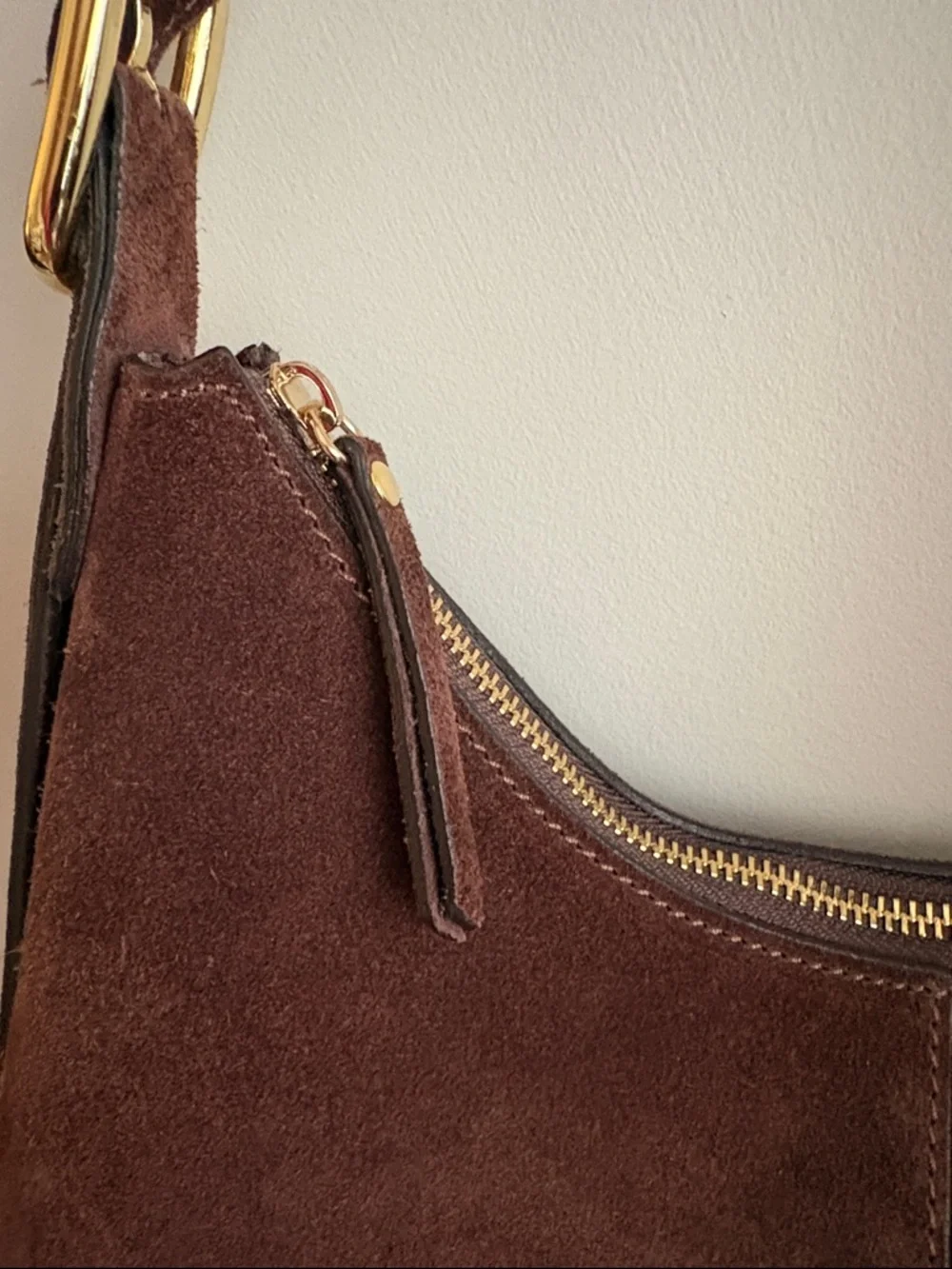 L'INTERVALLE Dark Brown Suede Shoulder Bag - Picture 5 of 10